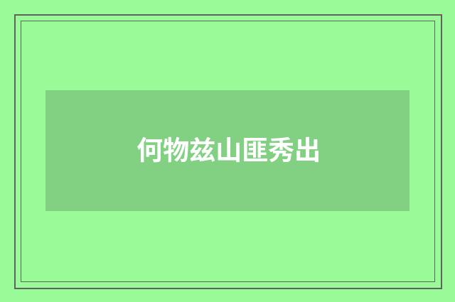 何物兹山匪秀出