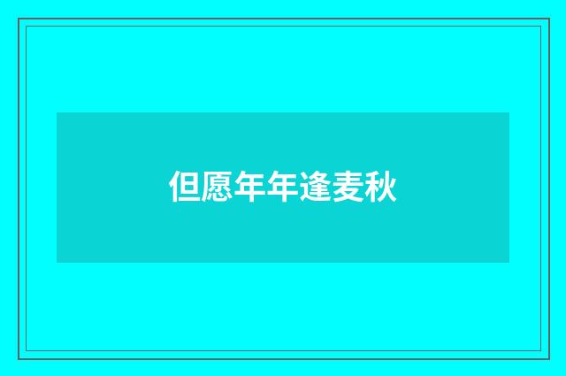 但愿年年逢麦秋