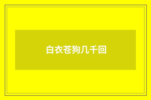 白衣苍狗几千回