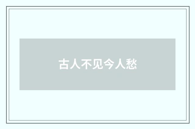 古人不见今人愁