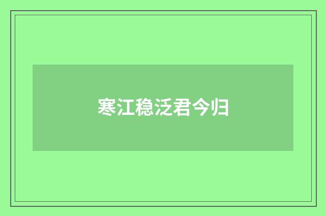 寒江稳泛君今归