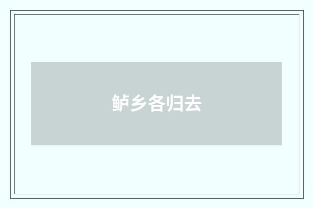 鲈乡各归去