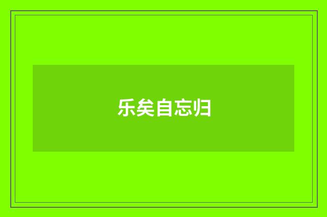 乐矣自忘归