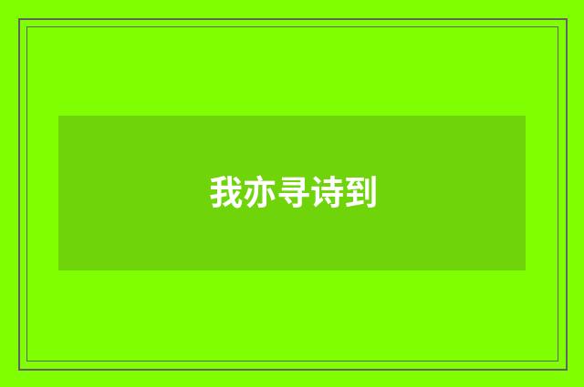 我亦寻诗到
