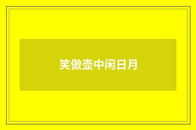 笑傲壶中闲日月