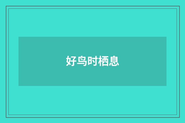 好鸟时栖息