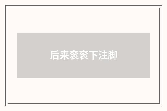 后来衮衮下注脚