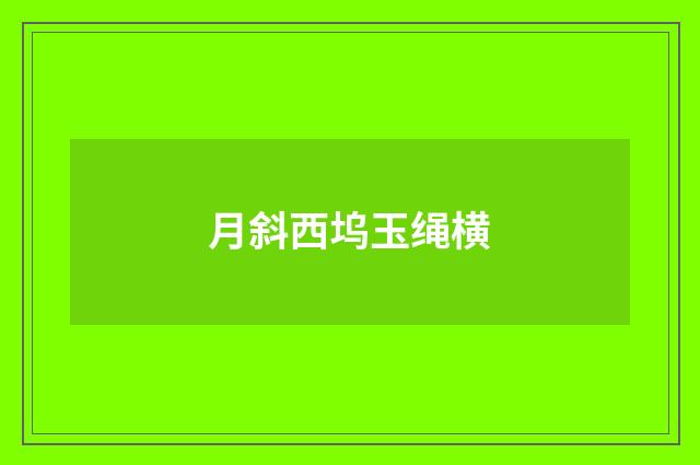 月斜西坞玉绳横