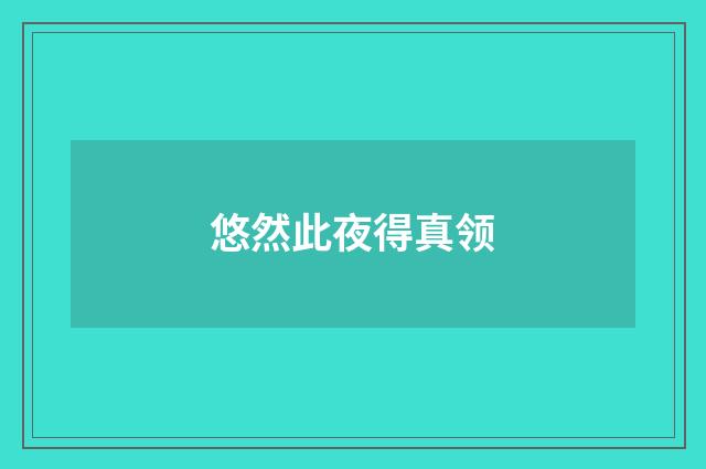 悠然此夜得真领