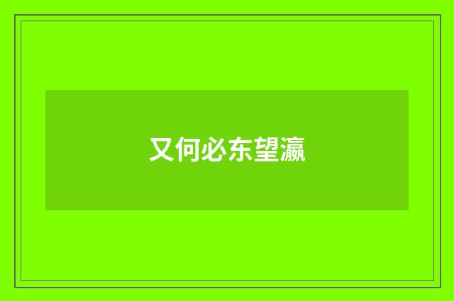 又何必东望瀛