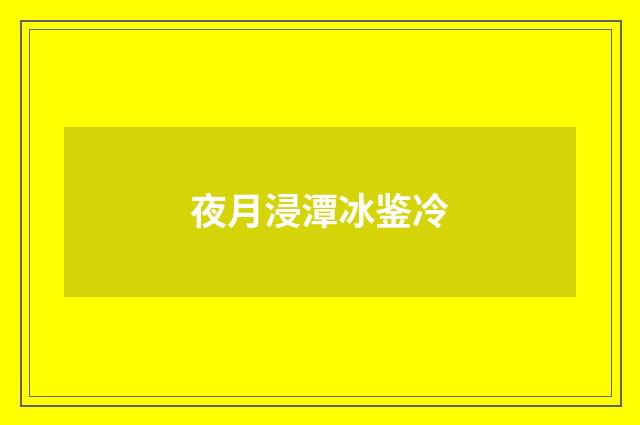 夜月浸潭冰鉴冷