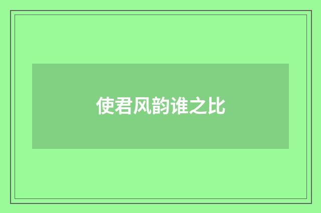 使君风韵谁之比