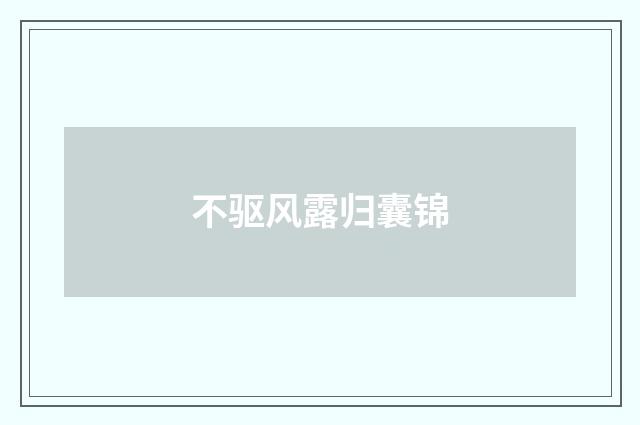 不驱风露归囊锦
