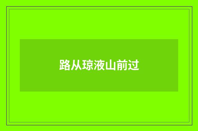 路从琼液山前过