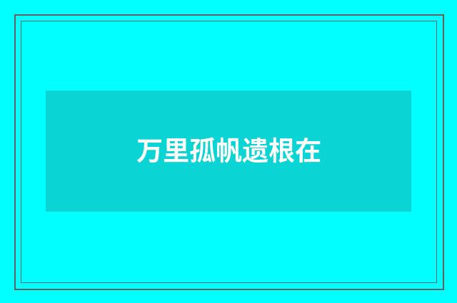 万里孤帆遗根在