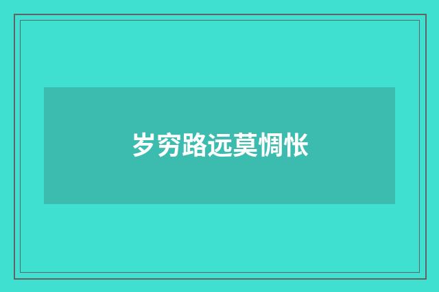 岁穷路远莫惆怅