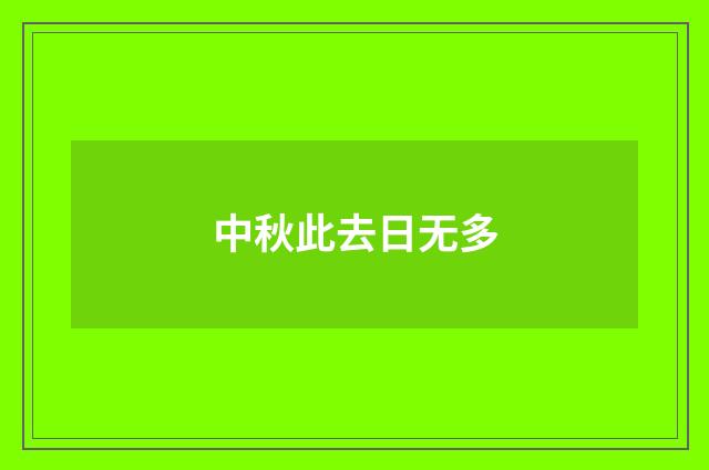 中秋此去日无多