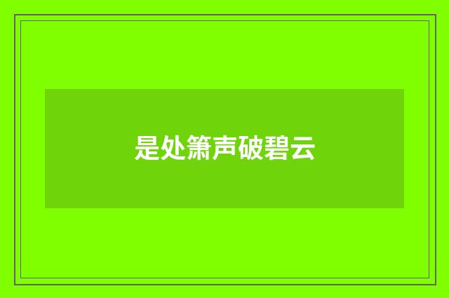 是处箫声破碧云
