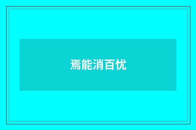 焉能消百忧