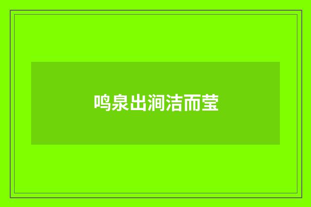 鸣泉出涧洁而莹