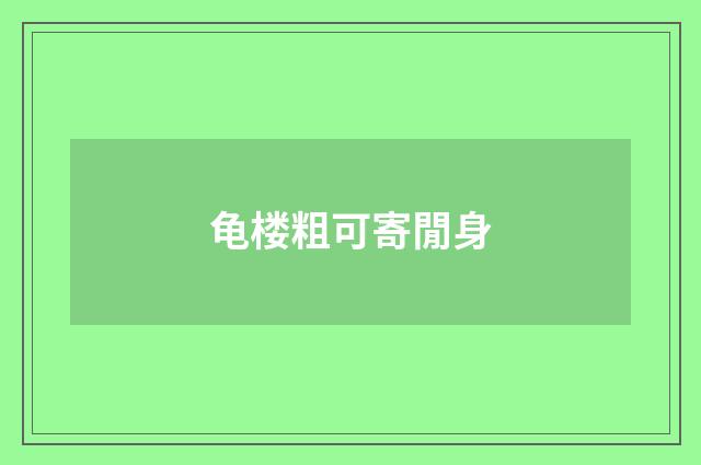 龟楼粗可寄閒身