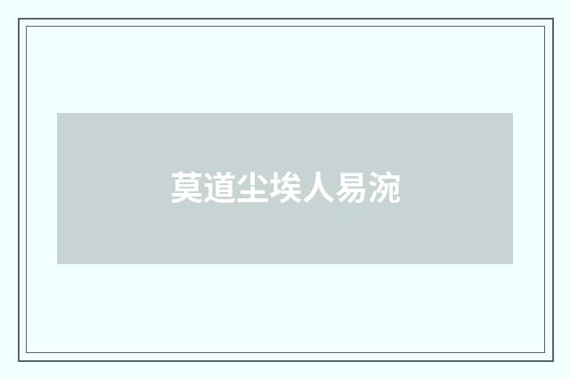 莫道尘埃人易涴
