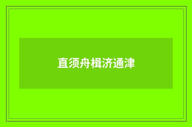 直须舟楫济通津