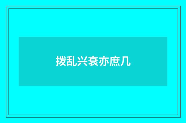 拨乱兴衰亦庶几