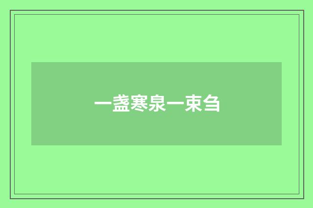 一盏寒泉一束刍