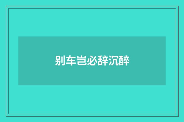别车岂必辞沉醉