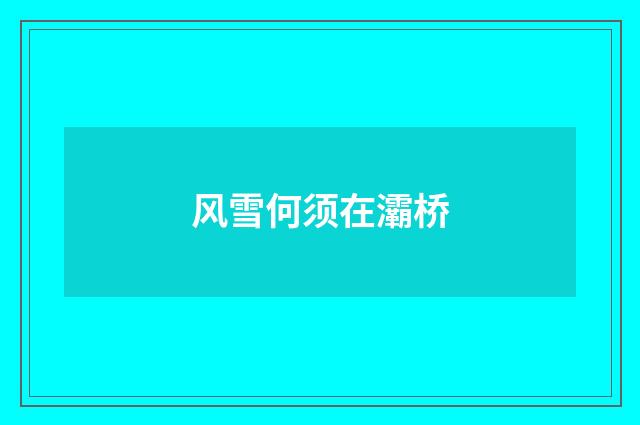 风雪何须在灞桥