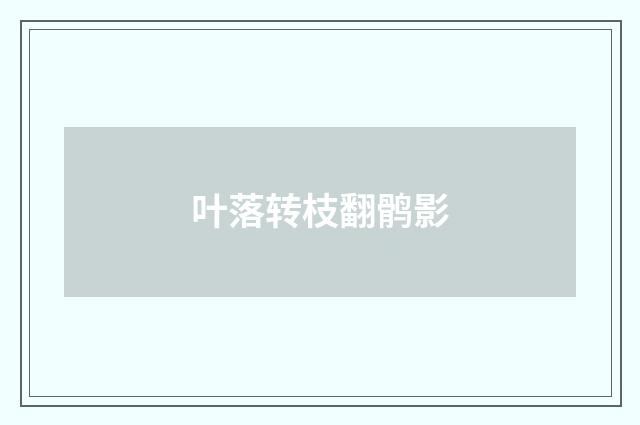 叶落转枝翻鹘影