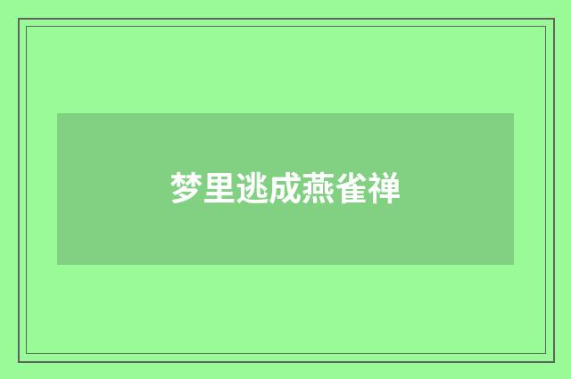 梦里逃成燕雀禅