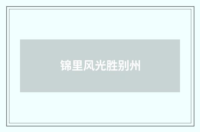 锦里风光胜别州