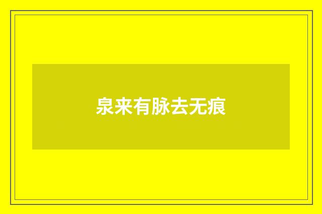泉来有脉去无痕