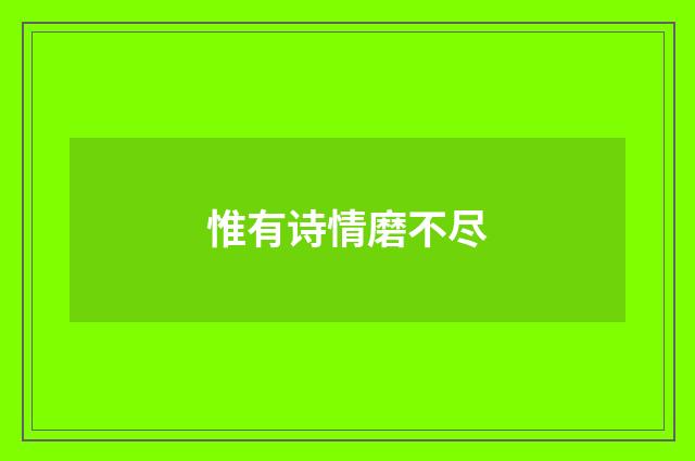 惟有诗情磨不尽