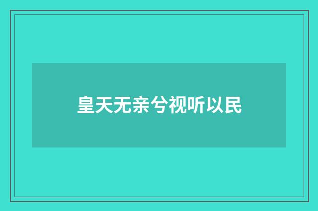 皇天无亲兮视听以民