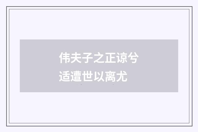 伟夫子之正谅兮适遭世以离尤