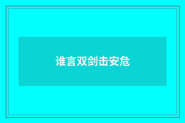 谁言双剑击安危