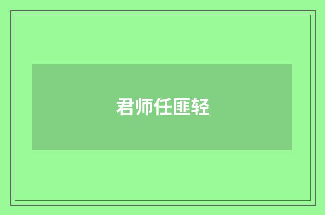 君师任匪轻