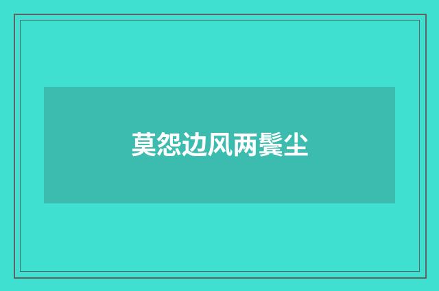 莫怨边风两鬓尘