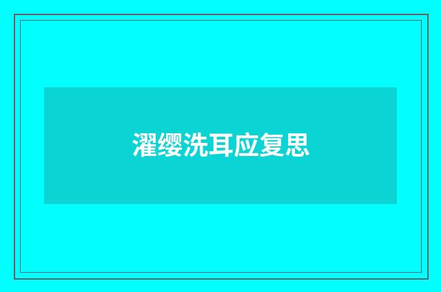 濯缨洗耳应复思