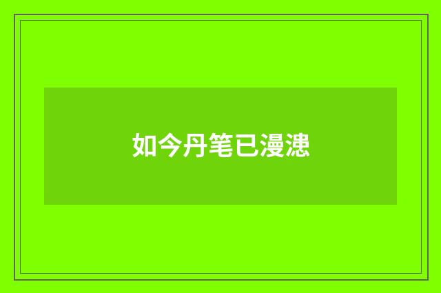 如今丹笔已漫漶