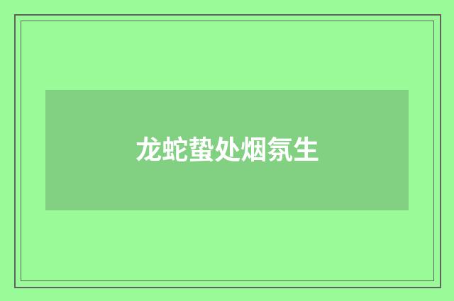 龙蛇蛰处烟氛生