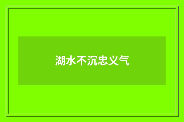 湖水不沉忠义气