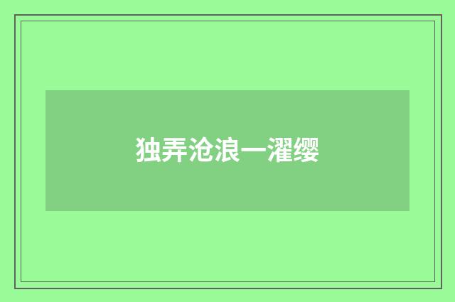 独弄沧浪一濯缨