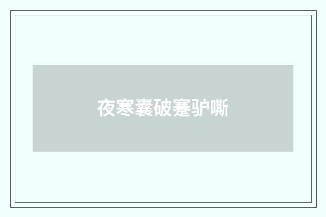 夜寒囊破蹇驴嘶
