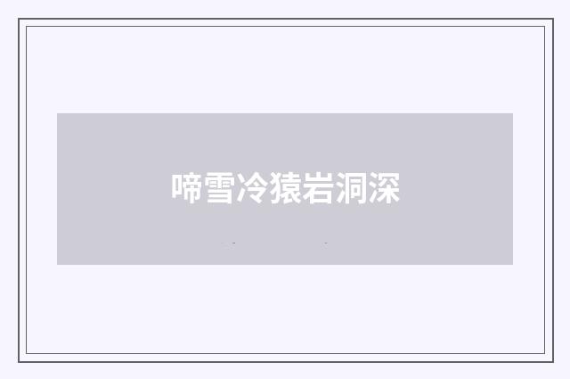 啼雪冷猿岩洞深