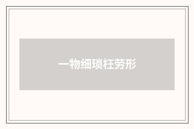 一物细琐枉劳形