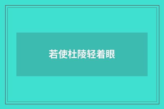 若使杜陵轻着眼